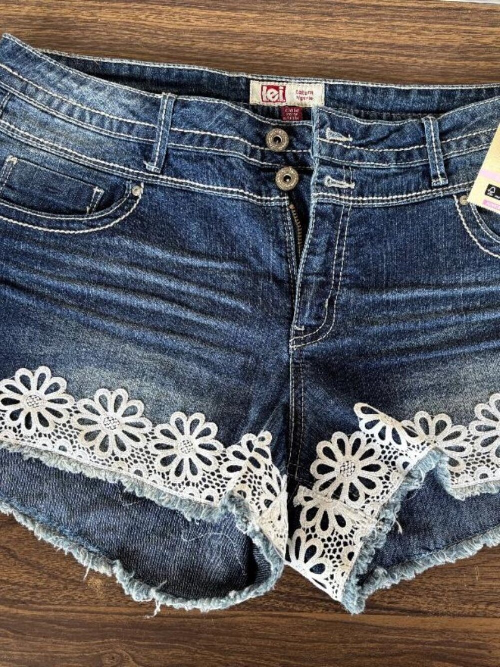 Lei Tatum Hi-Rise Blue Jean Short Shorts  Junior size 13 NWT